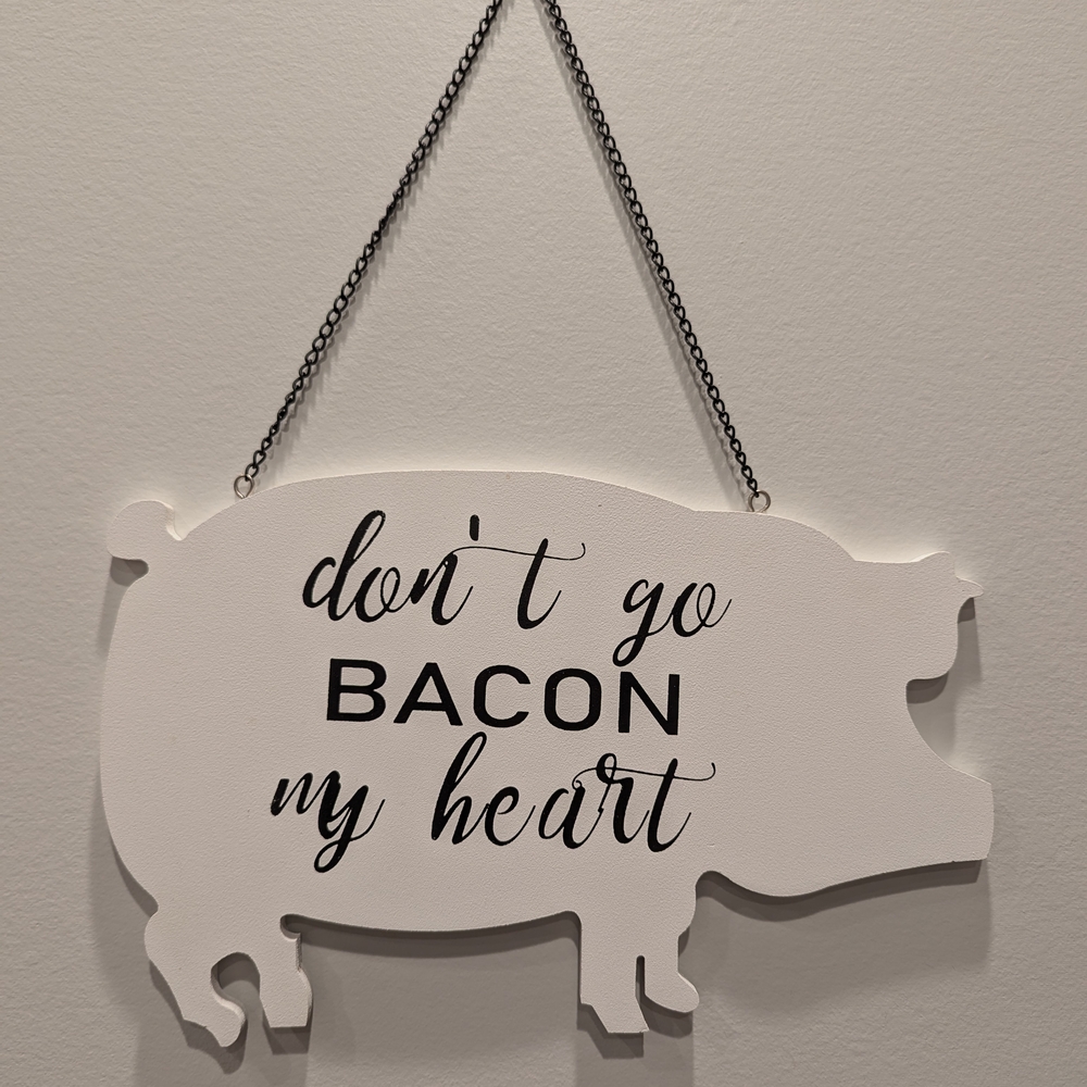 Pig Shaped Wall Sign - White and Black